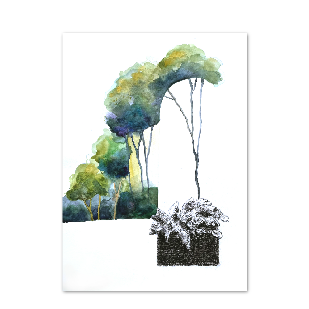 Foliage Church I. - spiritual watercolor painting - Image 3