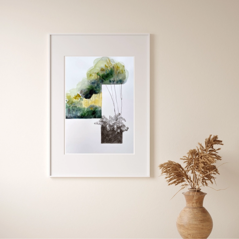 Foliage Church II. - spiritual watercolor painting